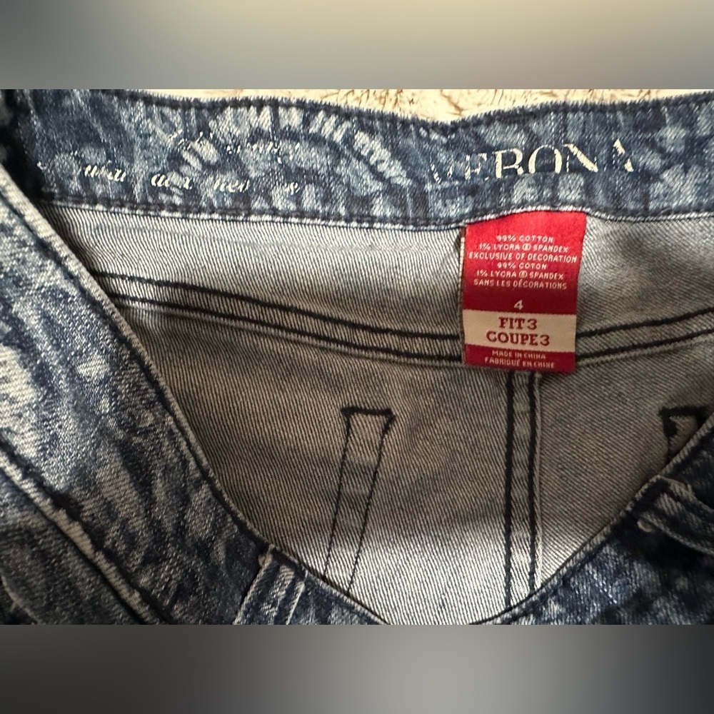 Merona Jeans Womens Size 4 Ankle Skinny Floral Print Blue Denim Jeans - Picture 9 of 11